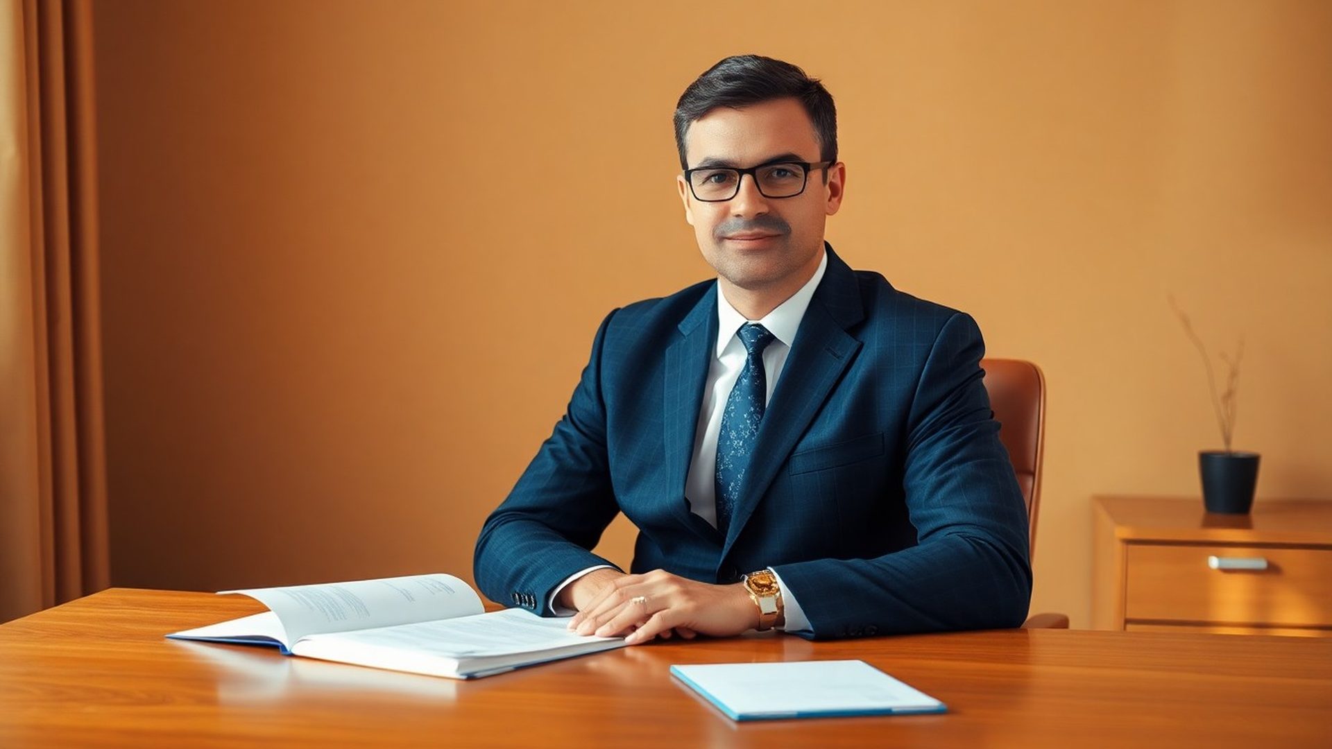Consultant fiscal GrowthFrontier la birou, lumină caldă de dimineață